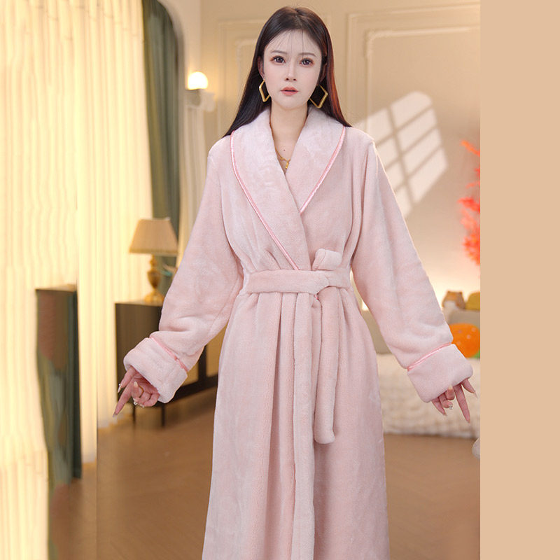 巨保暖 睡袍女冬季新款法兰绒加绒加厚收腰牛奶绒浴袍长款家居服,女士内衣/男士内衣/家居服,睡袍/浴袍,淘宝优惠券,粉丝福利购,淘宝优惠卷