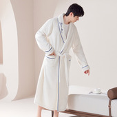 睡袍冬季 家居服秋冬2025新款 男款 浴袍珊瑚绒睡衣男长袍法兰绒长款