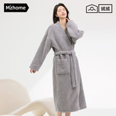 毛绒浴袍 晨袍男士 情侣睡袍女秋冬季 睡衣加绒加厚保暖珊瑚绒长款