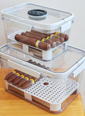 雪茄保湿盒托盘隔板塑料保湿恒湿箱卡扣防潮防虫醇化密封大号烟盒