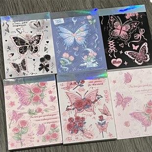 2026蝴蝶结手账本蝴蝶花横线本蝴蝶圈本新款镭射蝴蝶便签本ins风高颜值学生少女心分类便签无粘性手账纸