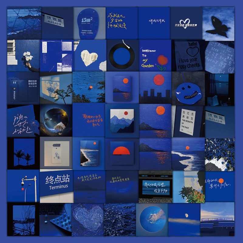 克莱因蓝贴纸ins治愈文字高级