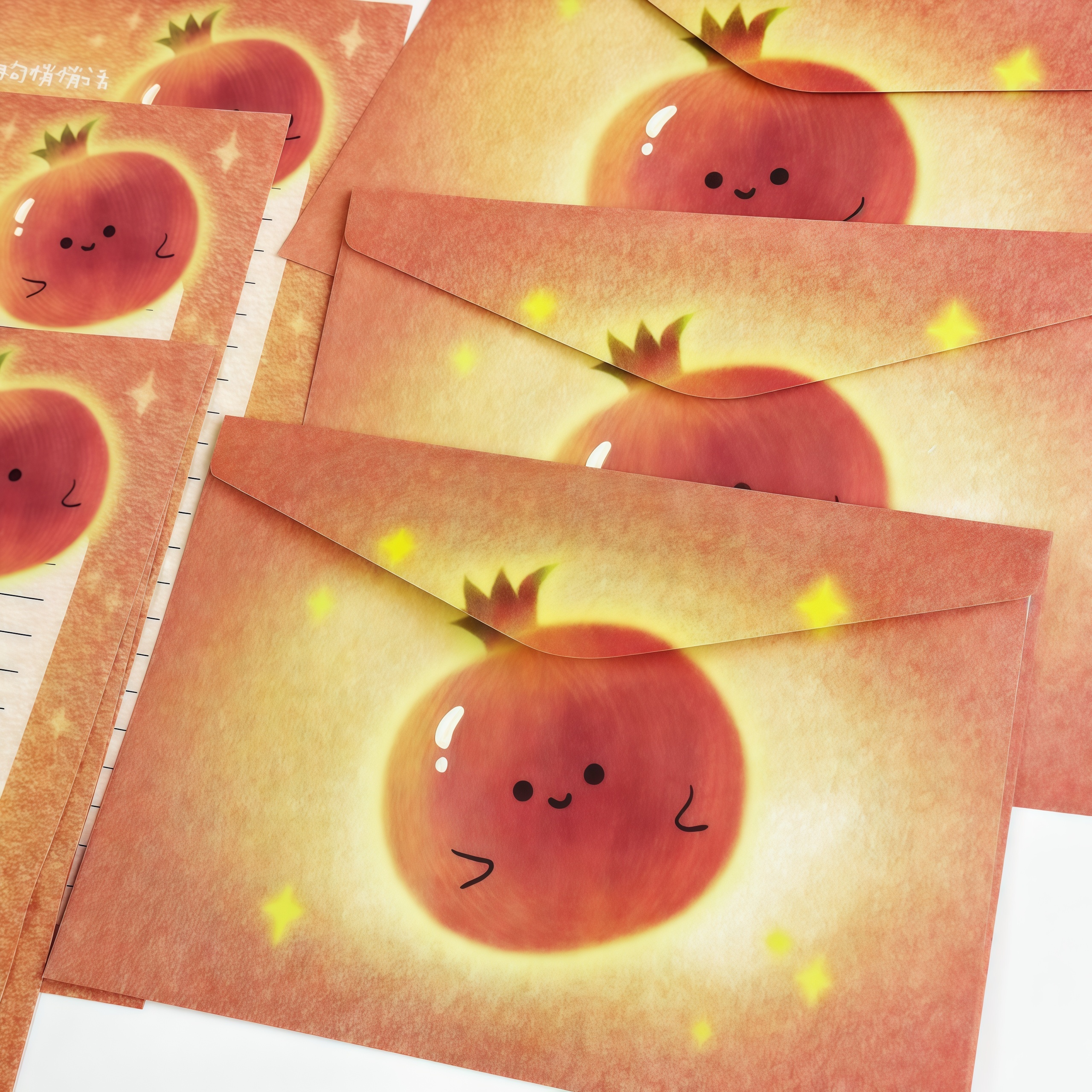 简约ins小石榴信封信纸套装