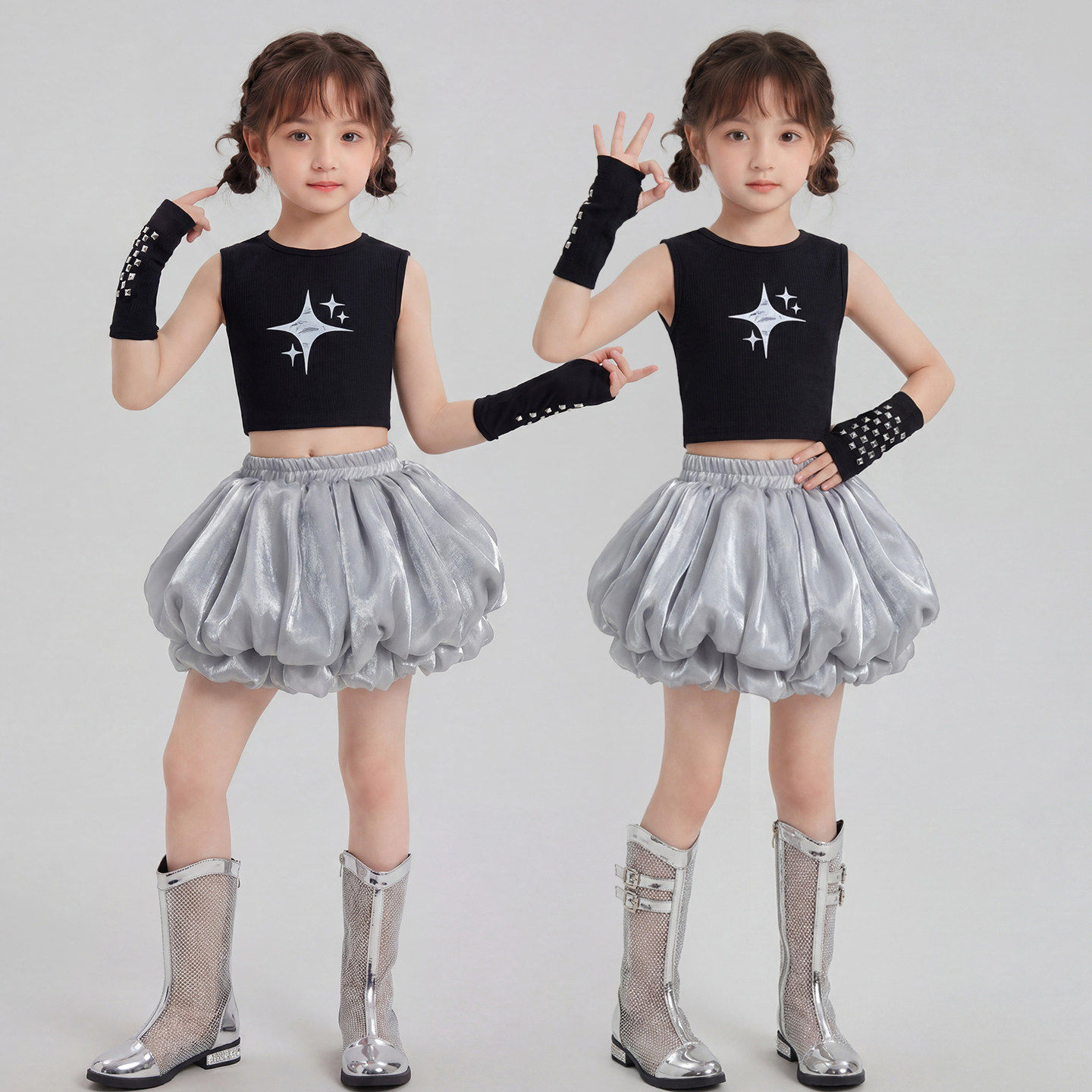 六一儿童节演出服幼儿园跳舞蹈服装女童蓬蓬纱裙啦啦队服表演服