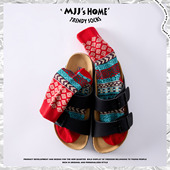 费尔岛复古菱格本命年红色袜子男女款 长袜秋冬季 纯棉民族风中筒袜