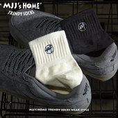 青少年纯棉加厚防臭短袜女潮男士 潮流袜子男款 中筒袜秋冬季 运动袜