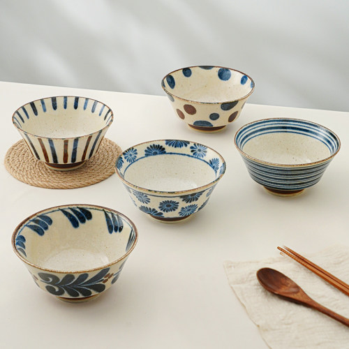 MinoYaki南国青花陶瓷米饭碗
