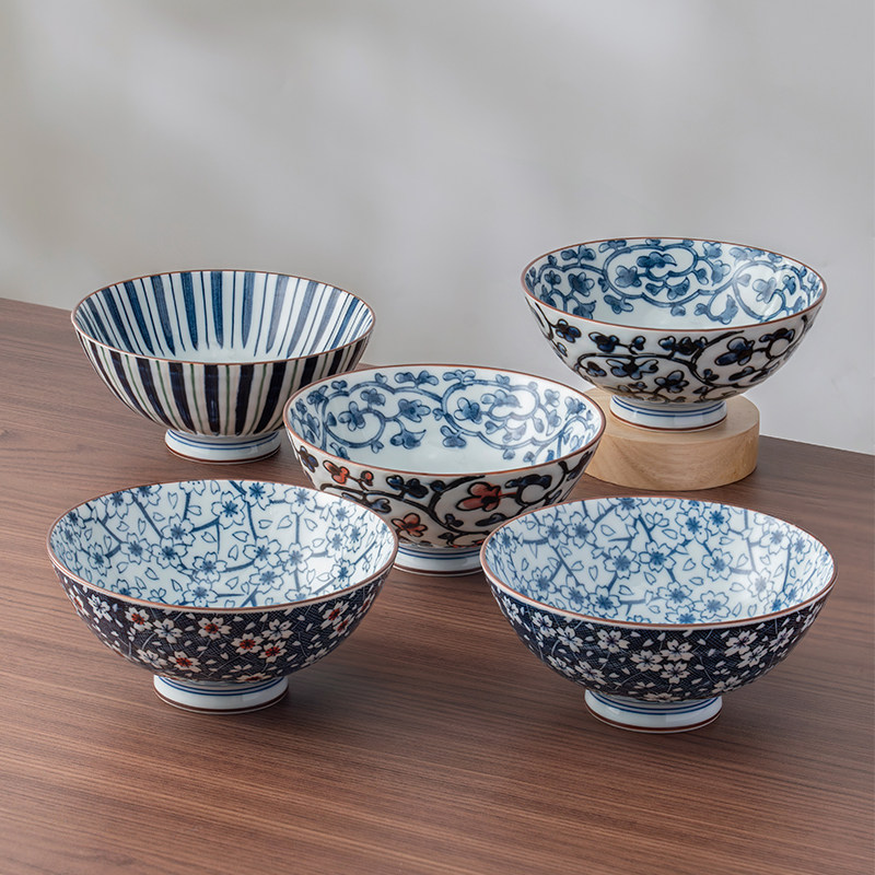 MinoYaki美浓烧 14CM大号陶瓷米饭碗轻奢高颜值复古青花瓷碗具,餐饮具,碗,淘宝优惠券,粉丝福利购,淘宝优惠卷