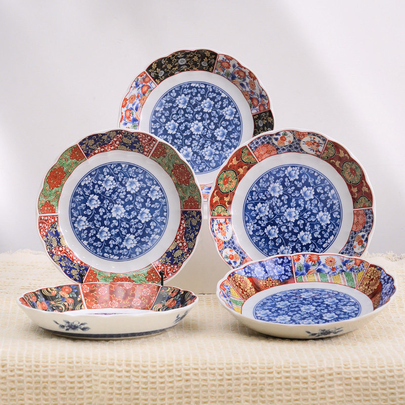 美浓烧日式复古宫廷风盘子餐盘菜盘家用日本进口陶瓷餐具早餐盘