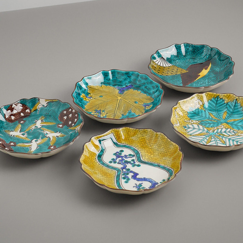 轻奢陶瓷礼品 日本名瓷九谷烧名字 庄三手绘黄绿绘变工艺