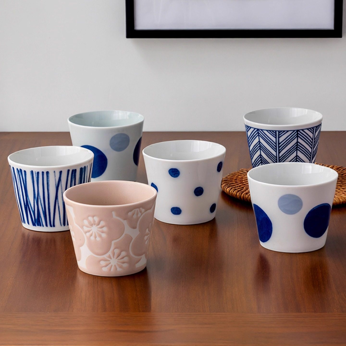 美浓烧日式青花小水杯家用喝水喝茶陶瓷杯子主人杯精致下午茶茶具