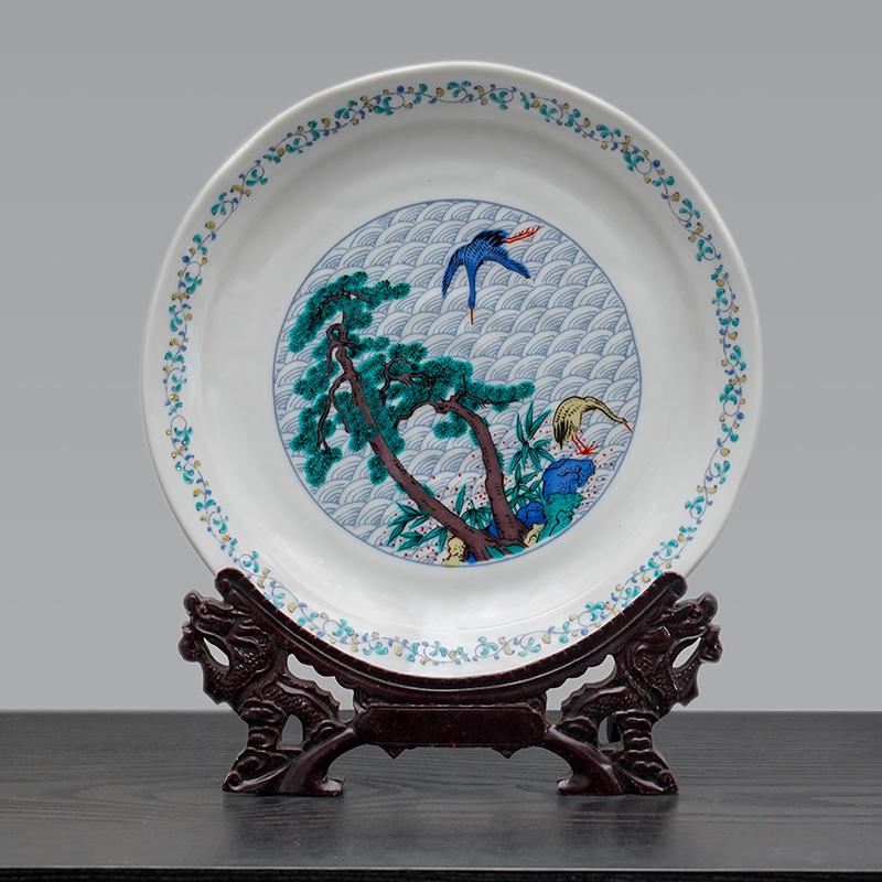 九谷烧10.5英寸大盘摆件客厅装饰
