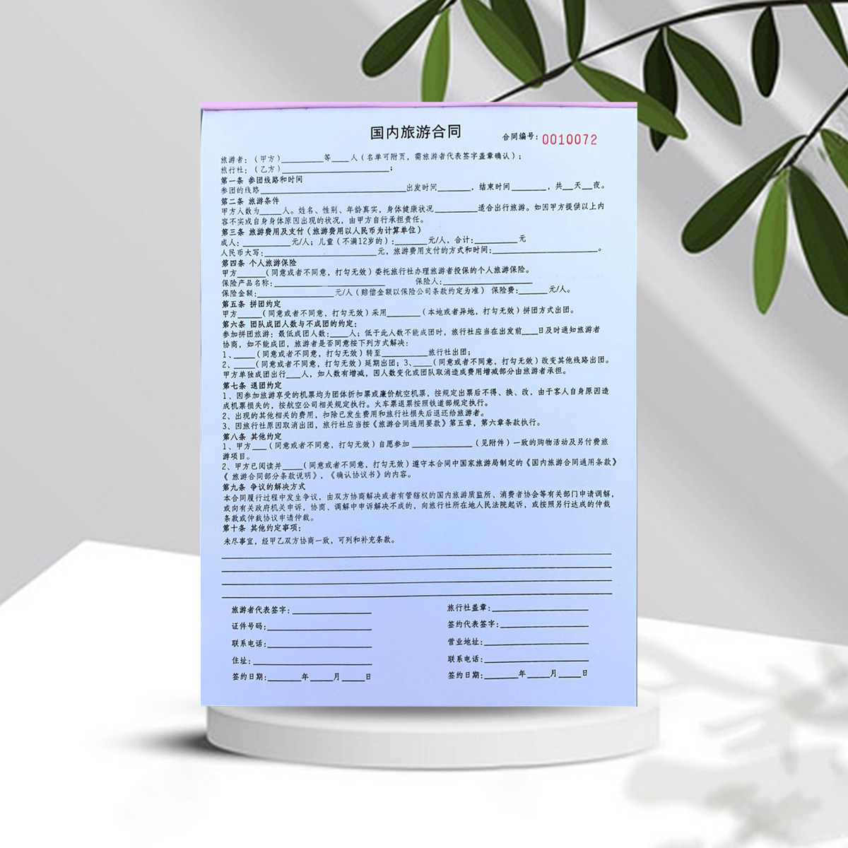 包邮通用旅游合同可定做