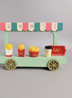 仿真薯条炸鸡可乐食玩车载中控台桌面工位显示屏治愈装饰品小摆件