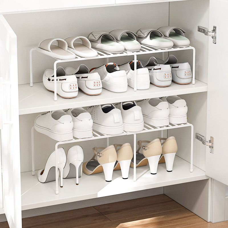 御仕家鞋架收纳神器鞋柜隔板可伸缩叠加多层内置分层架鞋子省空间_虎窝淘