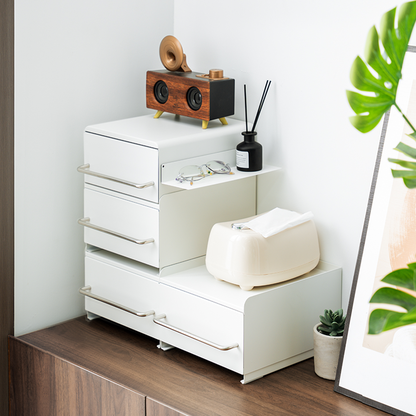 御仕家玄关抽屉式收纳盒入户钥匙化妆品分隔收纳桌面整理架高级感