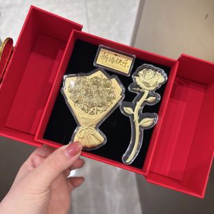 水贝足金玫瑰花一束花黄金生日蛋糕情人节表白礼物送女友闺蜜