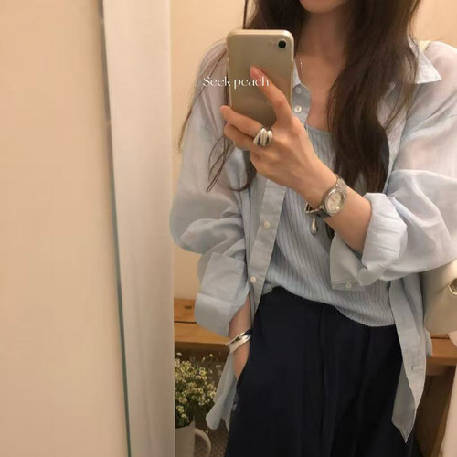 韩货东大门morethanyesterday100%苎麻衬衫女长袖春夏防晒衬衣薄