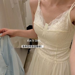 纯欲风鱼骨蕾丝2026年春夏百搭吊带背心女春夏辣妹性感打底美背