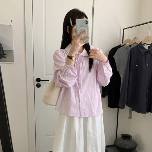 eter娃娃领设计感甜美衬衫女长袖韩货2026秋季新款百搭高级感衬衣