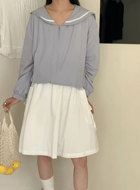 eter海军翻领蝴蝶结薄款防晒服女 2025夏季新款甜美气质DAU1542