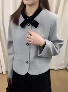 eter交叉领小香外套女温柔显瘦hemp2025秋装新款韩版百搭短款上衣