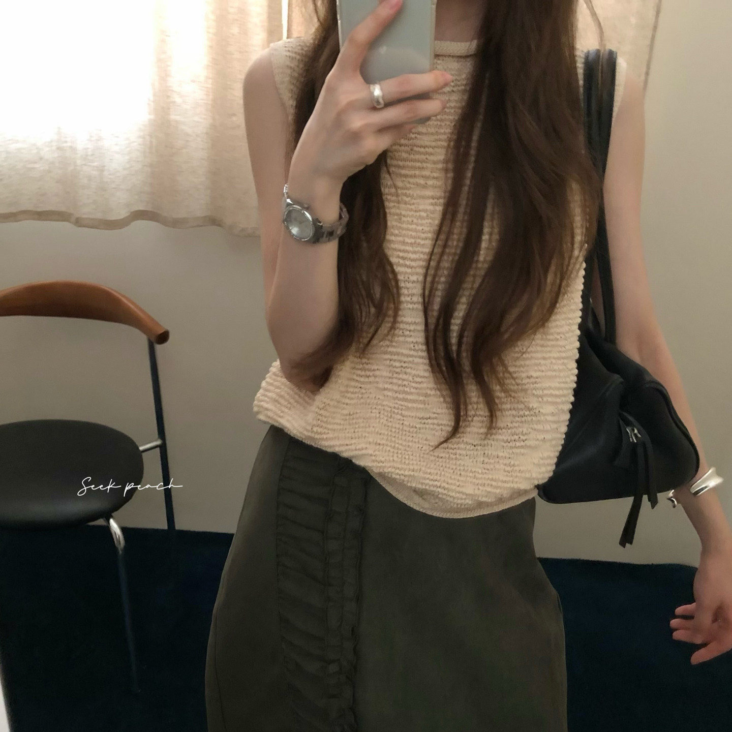 高级感over rich韩系卷边麦穗针织背心女无袖2026早秋新款打底衫