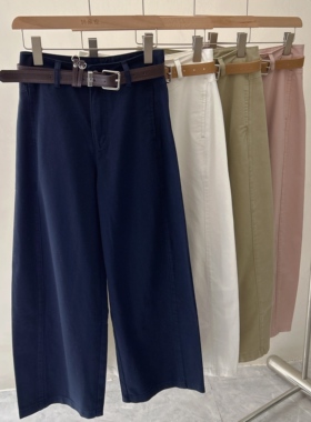 ICCIICC简约高腰阔腿长裤女2026年春季宽松显瘦百搭复古风休闲裤