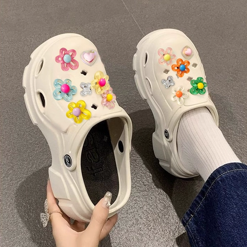 Crocs, тапочки в стиле Crocs, аксессуар, пряжка для обуви, милые кроксы с бабочкой, DIY, в цветочек