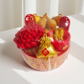 传统春节日摆件石榴花煎堆油炸大福碗开业乔迁喜事生日精美装 饰品