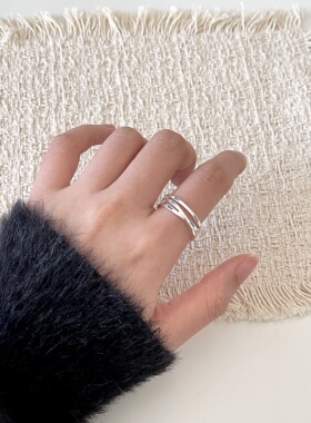 旋转多层戒指银色小众设计复古高级感双层食指戒个性质感指环