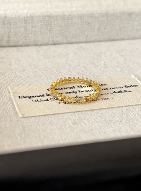 日式轻奢彩色戒指女满天星小众设计秋冬新款指环时尚个性食指尾戒