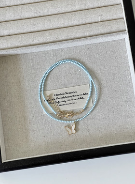 Ojala原创设计蝴蝶贝母2mm极细项链夏天小清新时尚锁骨链