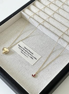 Ojala原创设计简约红色小爱心项链个性时尚法式气质锁骨链