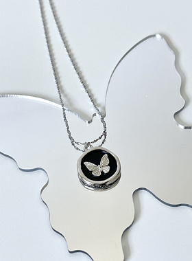 Ojala原创设计暗夜蝴蝶y2k项链infp小蝴蝶时尚个性百搭饰品