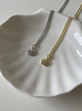 Ojala王冠吊坠项链小众设计通勤百搭锁骨链饰品女