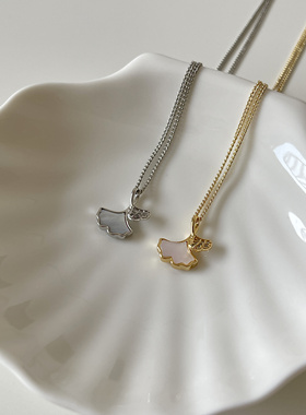 Ojala银杏叶贝母项链2025新款轻奢小众锁骨链女生礼物