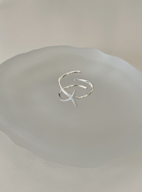 冷淡风银色多层交叉开口戒指女小众高级时尚ins风设计感