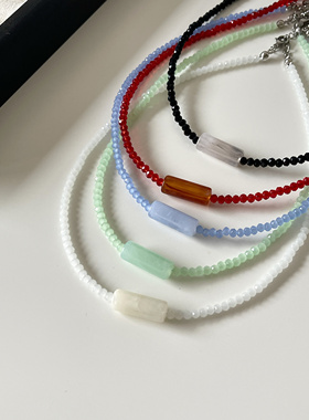 夏也Ojala新款原创可爱甜美串珠项链彩色多巴胺锁骨链叠戴饰品