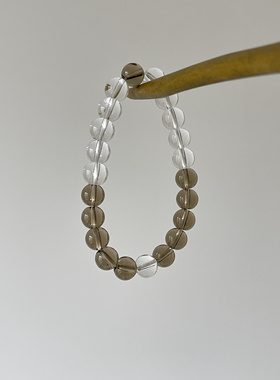 如影｜Ojala原创撞色茶晶白水晶手串新中式国风手链男女情侣饰品