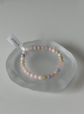 Ojala原创天然6mm摩根石粉晶手串新中式国风手链温柔气质高级感