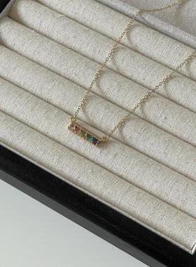 Ojala原创设计一字彩虹项链高级感个性饰品百搭气质女生礼物