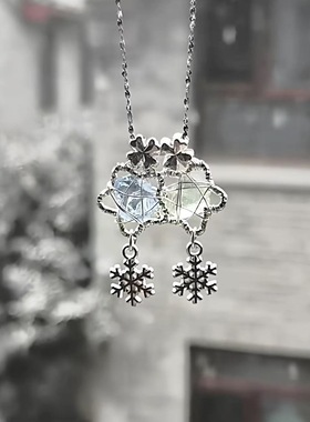 2026新款冬季雪花项链气质长期主义简约高级感毛衣链女生礼物