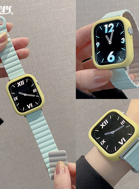 适用华为fit34pro手表专用新款双色硅胶磁吸腕带运动休闲表带男女