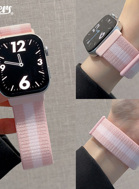 尼龙回环魔术贴表带适用华为fit34pro手表表带透气舒适腕带男女