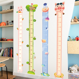 饰卡通 儿童身高墙贴宝宝量身高贴纸标尺测量仪可移除自粘小孩房装