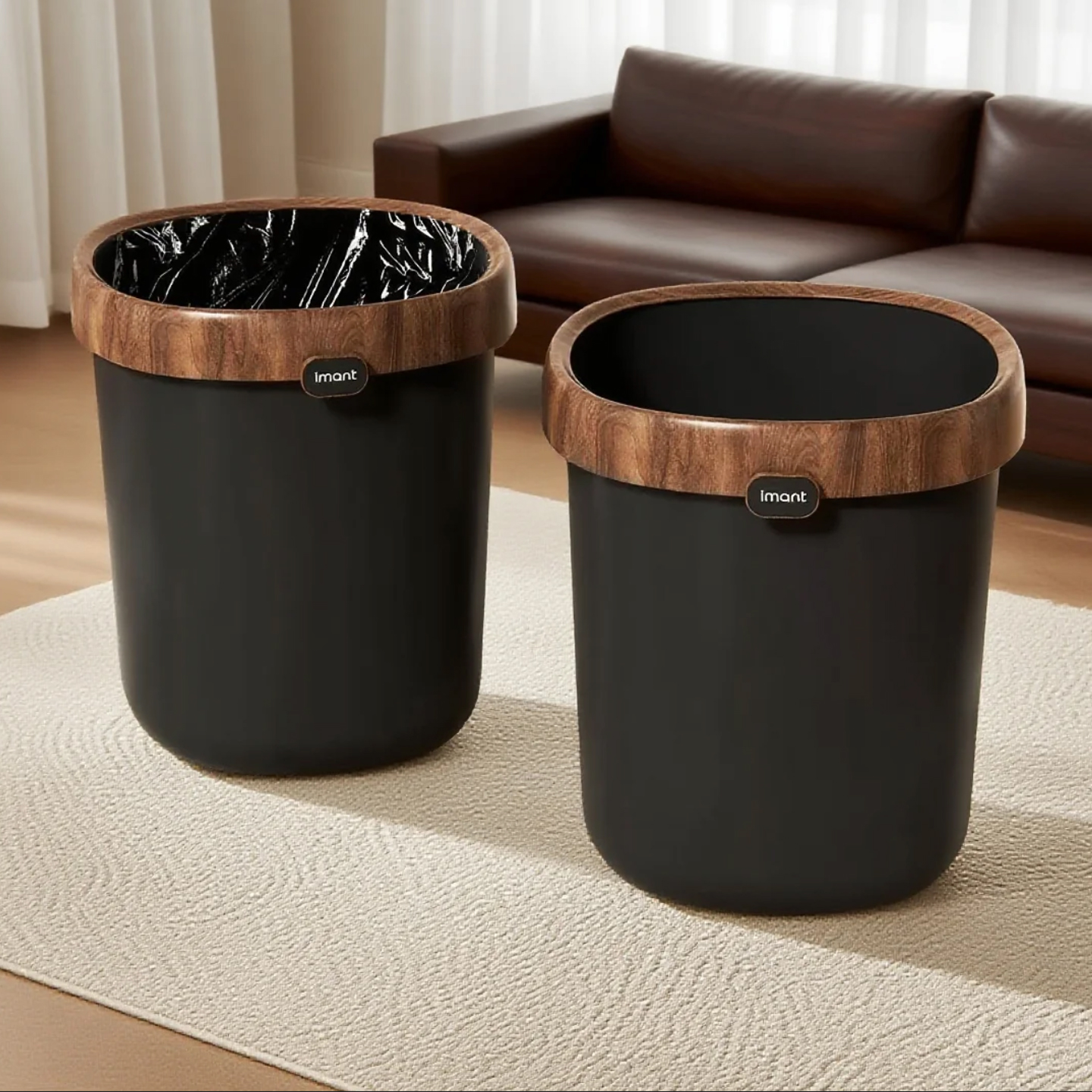 客厅高颜值垃圾桶中古风家用2025新款大号大容量压圈固定卧室纸篓