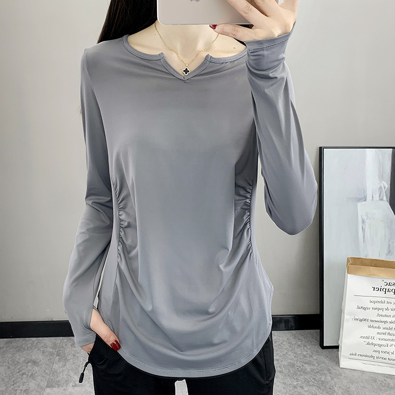大码宽松胖mm显瘦长袖速干t恤衫女春夏户外运动跑步健身瑜伽罩衫