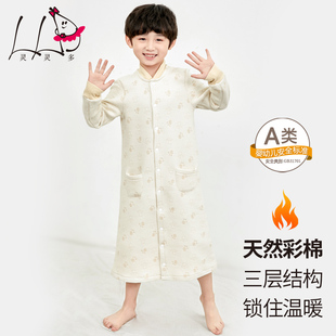 男童连体睡衣纯棉儿童连体睡袍男孩连体衣加厚如厕款 防蹬被 秋冬款