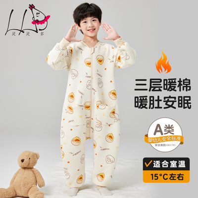 秋冬儿童连体睡袋纯棉连体睡衣